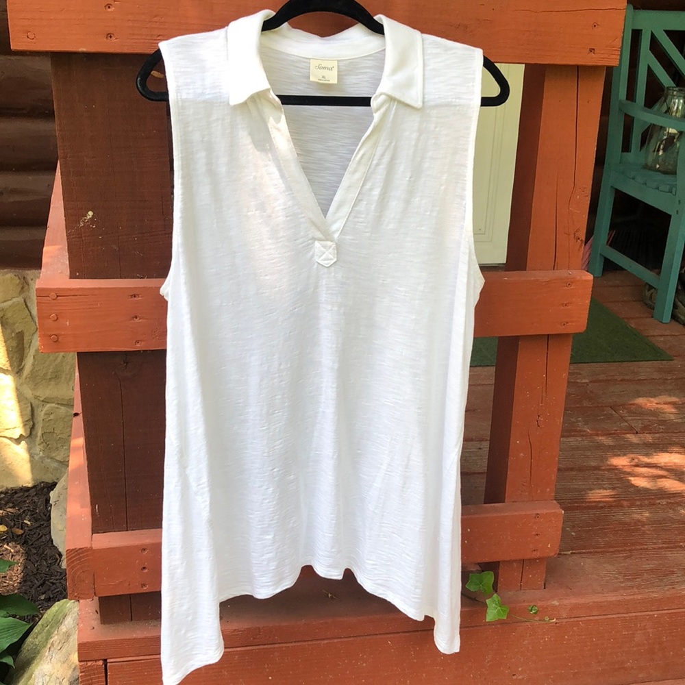 NWOT Soma collared tunic tank top, white, size XL
